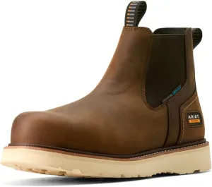 ARIAT Men's Rebar Wedge Chelsea Waterproof Composite Toe Work Boot, Distressed Brown, 12 Wide
