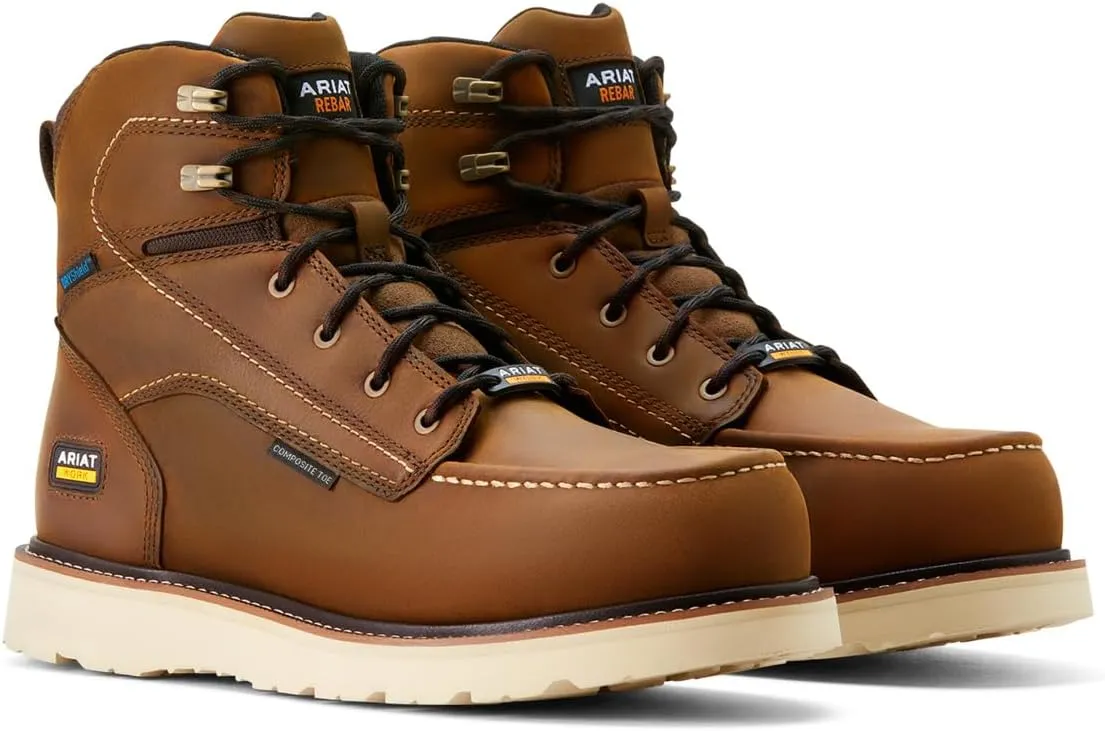 ARIAT Men's Rebar Wedge Moc 6" Waterproof Composite Toe Work Boot Industrial