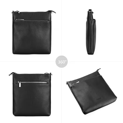 befen Small Genuine Leather Crossbody Purse Bags for Women Travel Shoulder Bag with Double Zip Pocket Air Force Blue