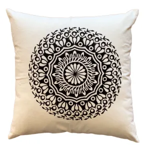 Black Mandala Block Print Canvas Cotton Cushion Cover Pillow 2Pcs