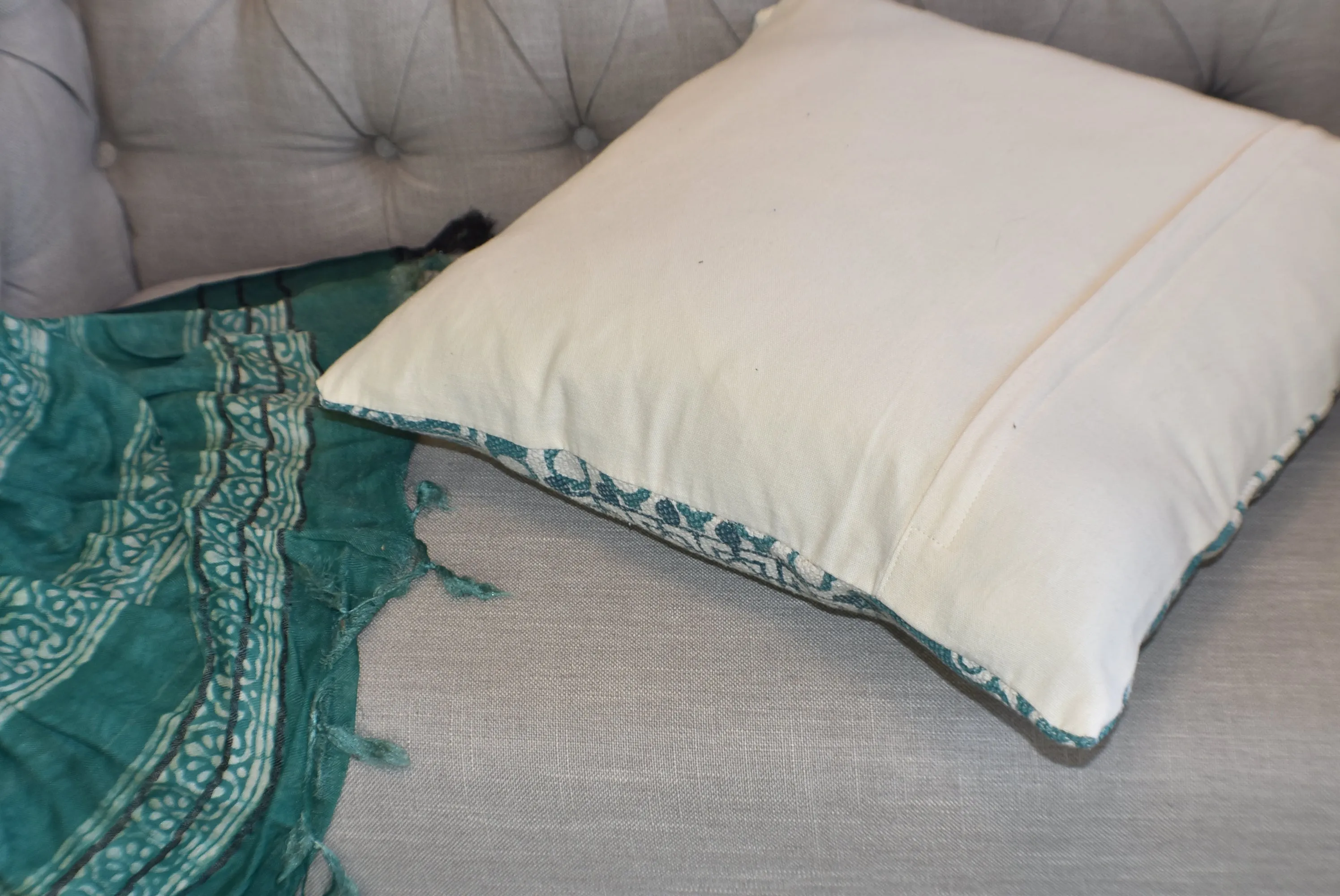 Block Print Daisy Green Mandala Cotton Dari Cushion 50 cms