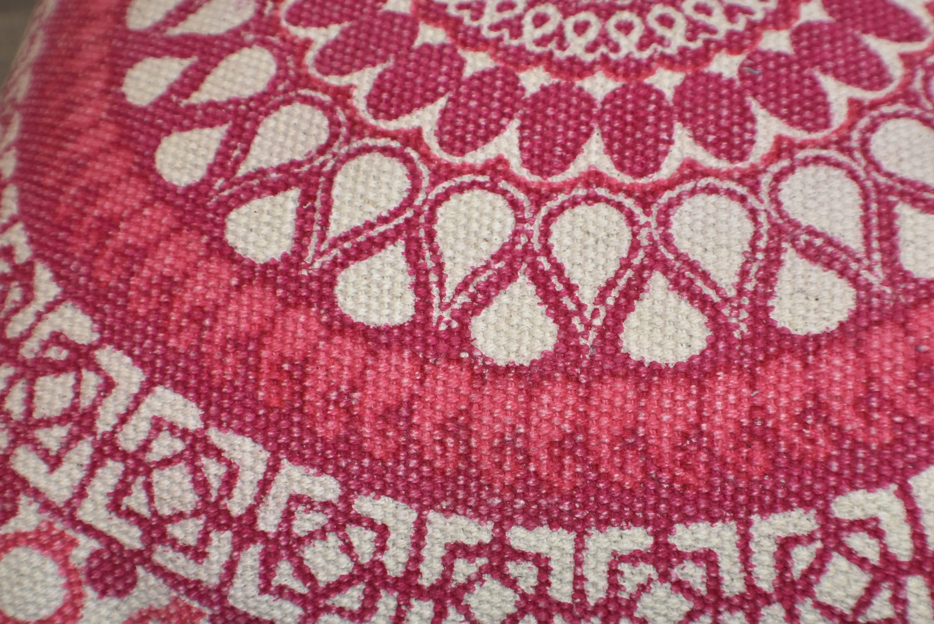 Block Print Pink Daisy Mandala Dari Cushion 50 cms