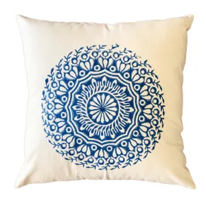 Blue Mandala Block Print Canvas Cotton Cushion Cover Pillow 2Pcs