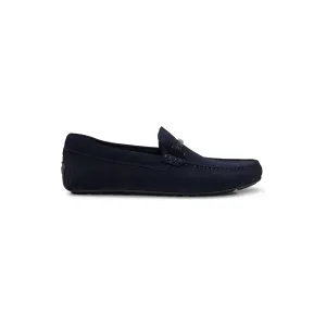 BOSS SUEDE LOAFERS WITH BRANDED METAL DETAILS AND INTERNAL LINING