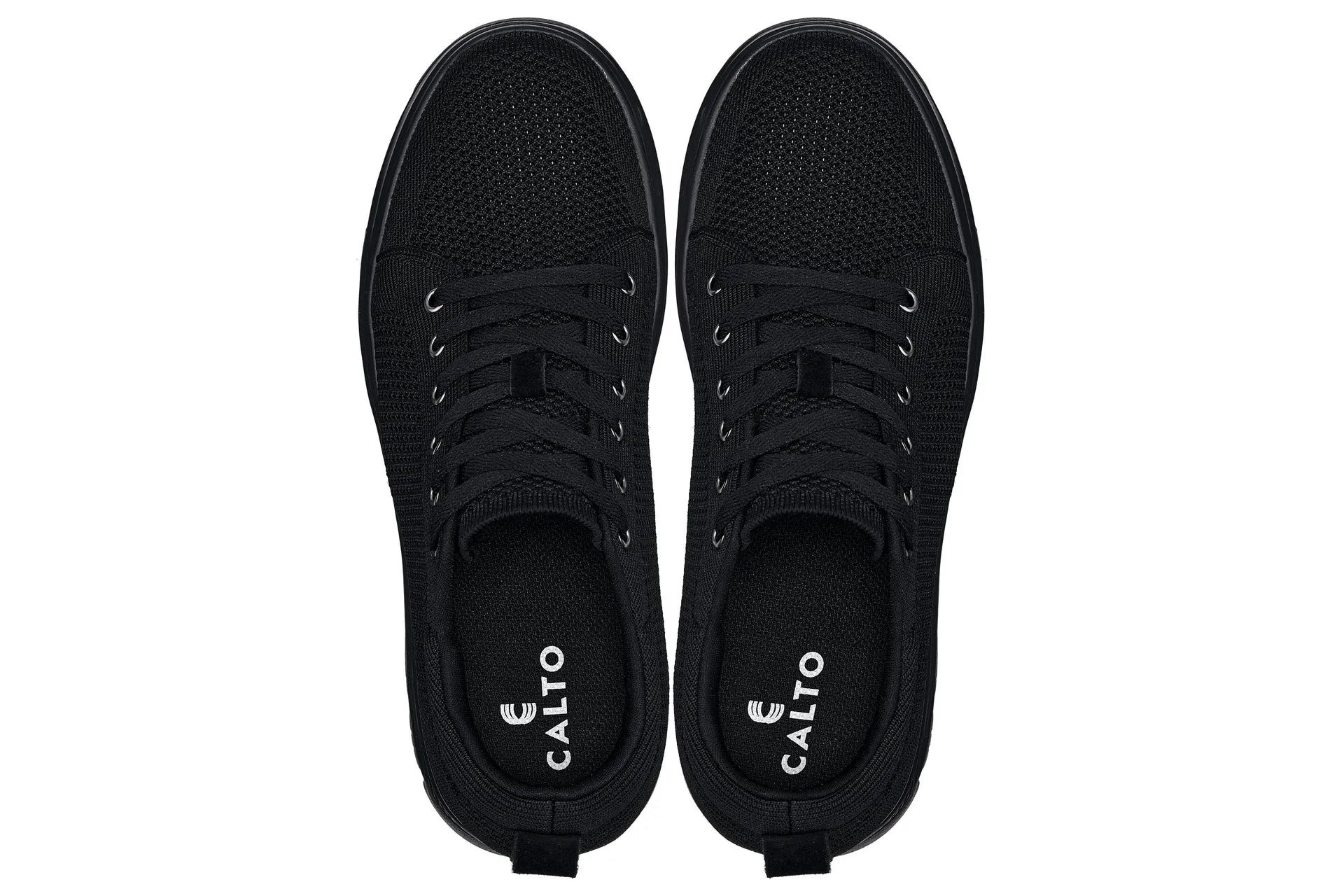 CALTO - X2320 - 2.4 Inches Taller (Black/Black Sole) - Lace Up Casual Sneaker - Lightweight