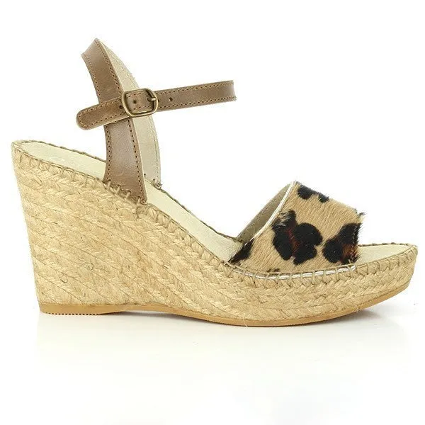 Calzanor 743 Leopard Slingback Wedge Espadrilles