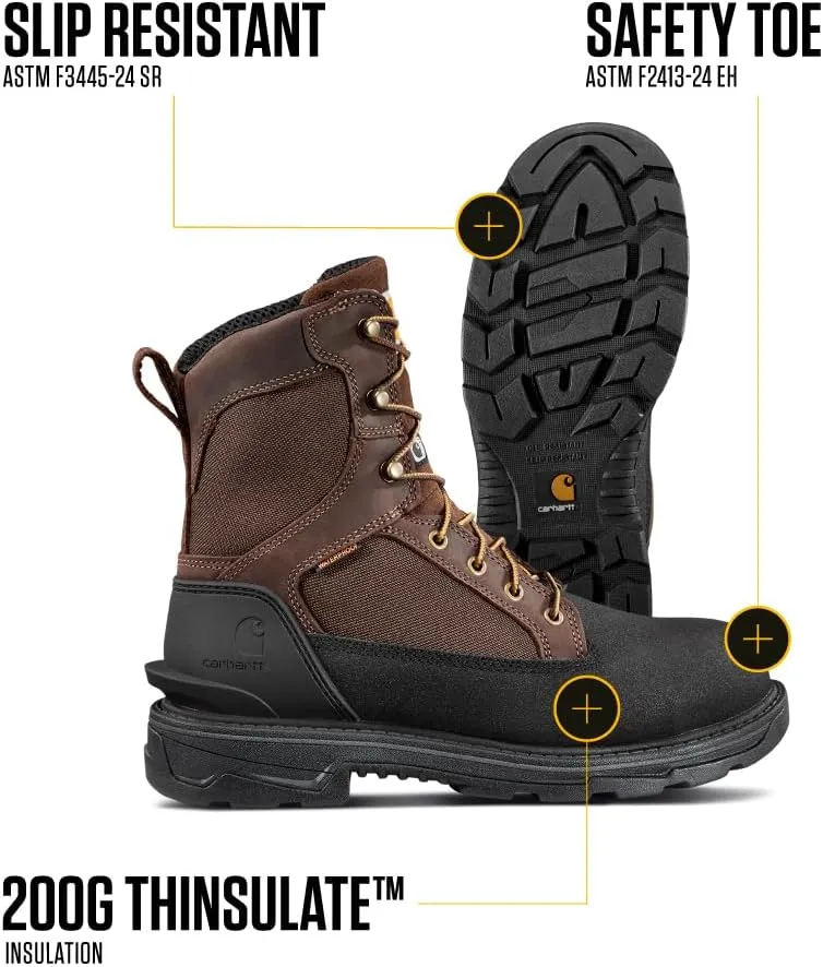 Carhartt Men's Ironwood Waterproof Insulated 8" Alloy Toe Work Boot