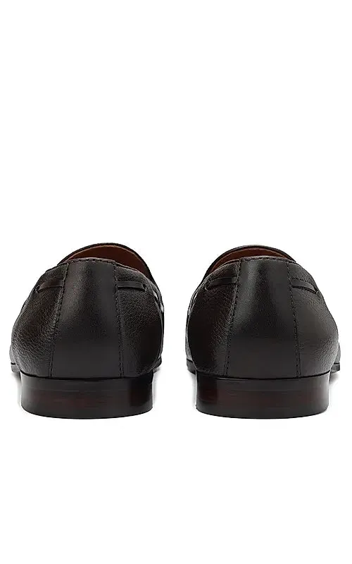 Coffee Leather Loafers With Tassels