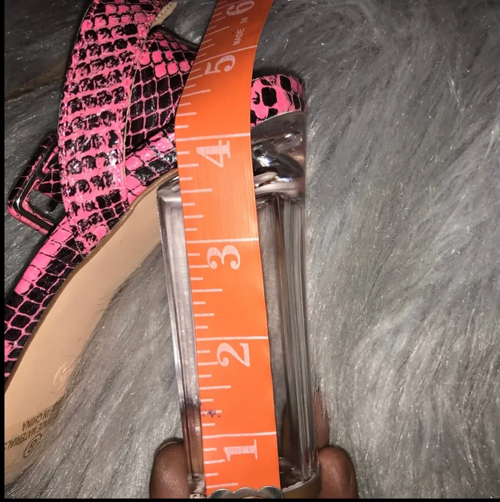 Come To Pass Neon Pink Translucent Open Toe Block Heel