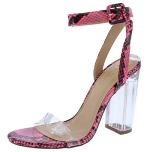 Come To Pass Neon Pink Translucent Open Toe Block Heel