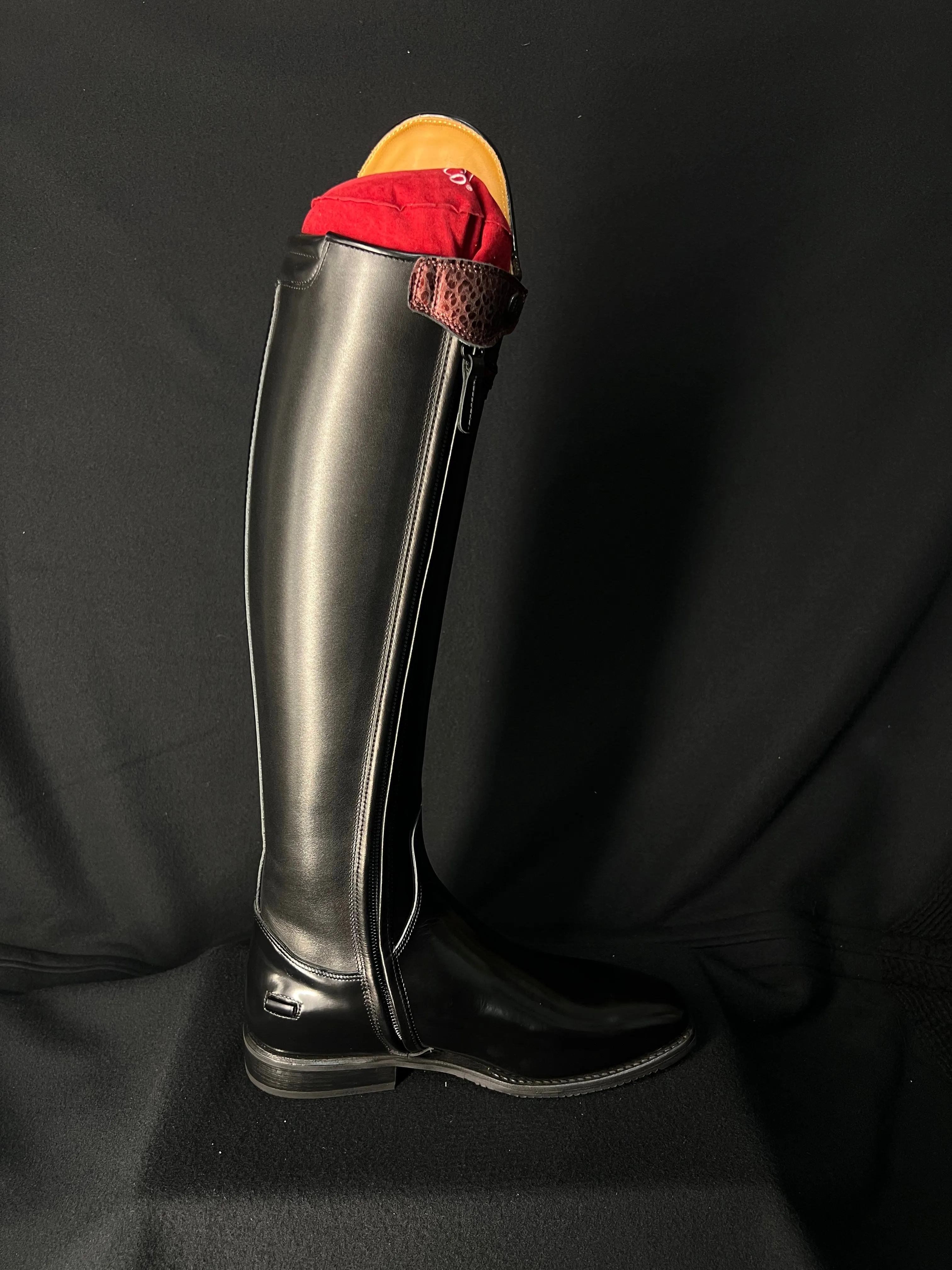 DeNiro Bellini Custom Dressage Boots Brushed Black with Bordeaux and Jet Crystals