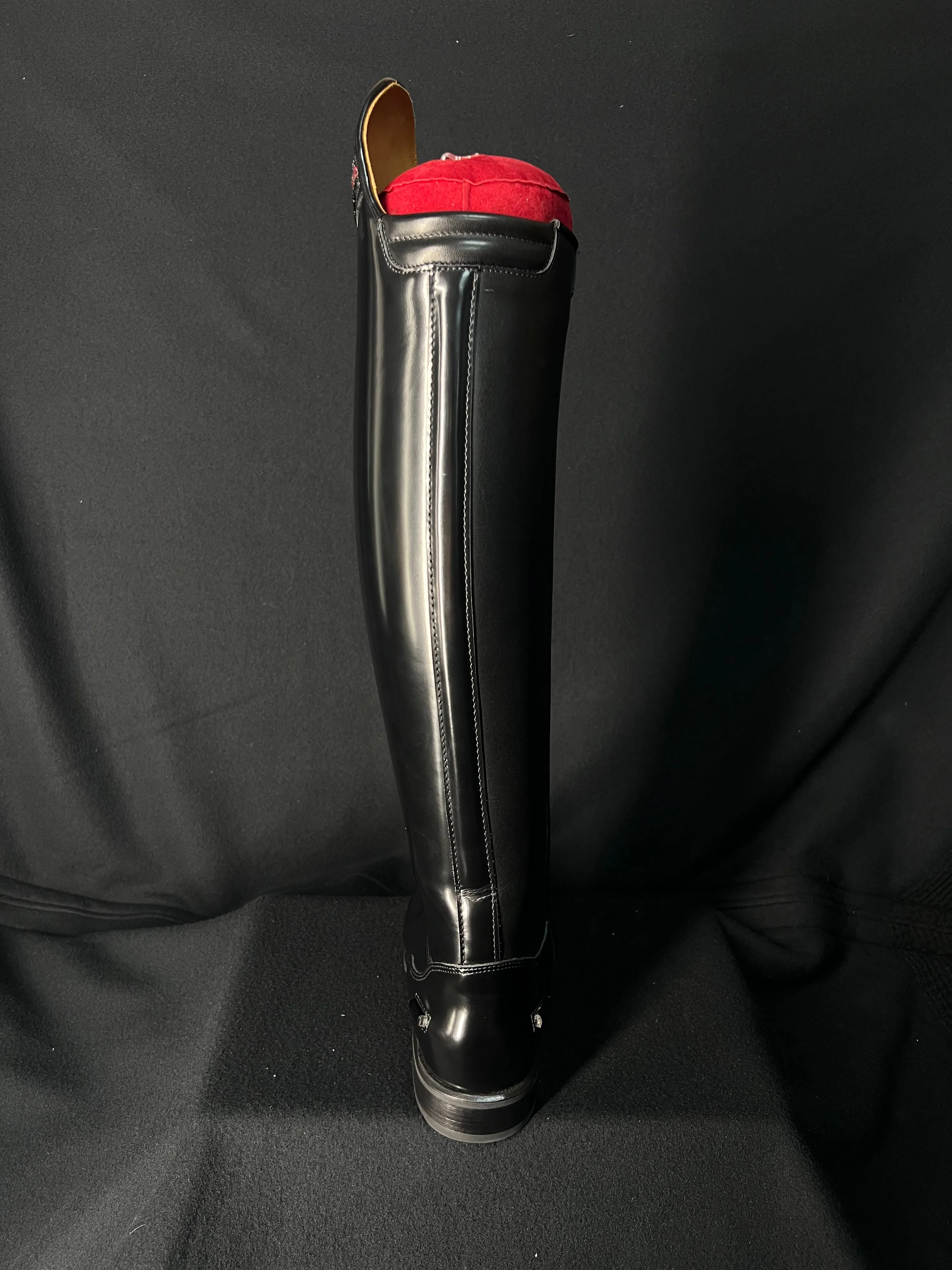 DeNiro Bellini Custom Dressage Boots Brushed Black with Bordeaux and Jet Crystals