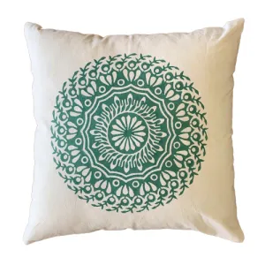 Green Mandala Block Print Canvas Cotton Cushion Cover Pillow 2Pcs