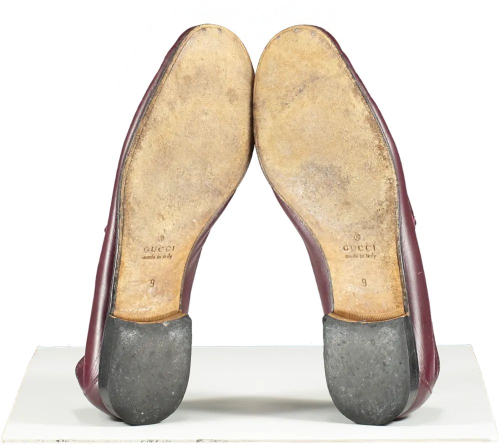 Gucci Moccasins Horsebit Leather Loafers Burgundy UK 9 EU 43 