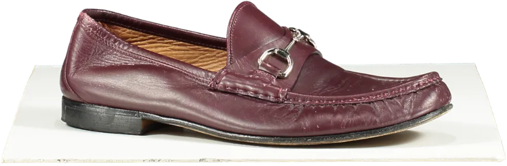 Gucci Moccasins Horsebit Leather Loafers Burgundy UK 9 EU 43 