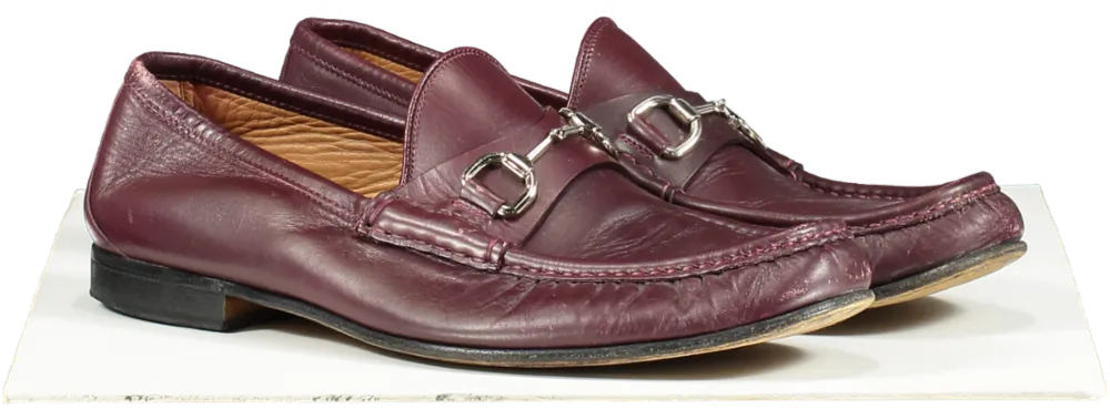 Gucci Moccasins Horsebit Leather Loafers Burgundy UK 9 EU 43 