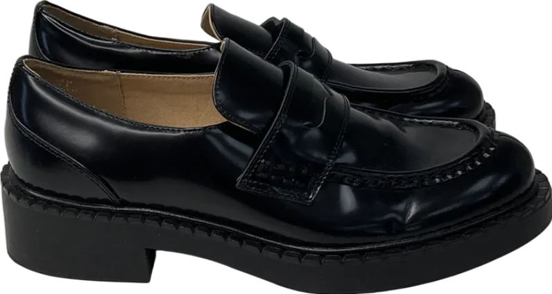 H&M Black Leather Loafers UK 6 EU 39 