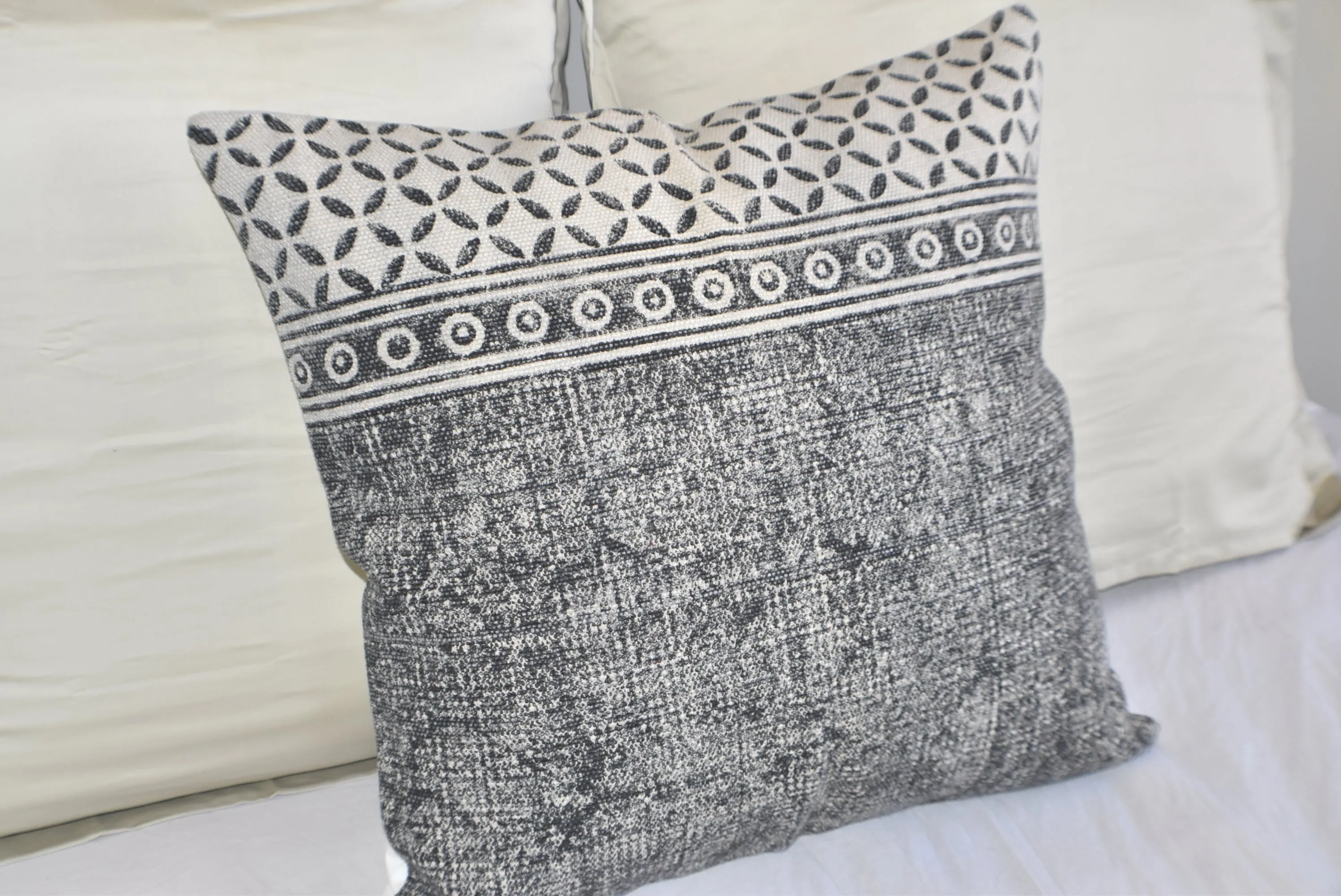 Hand Made Geometrical Block Print Cotton Dari Cushion Cover 65cm