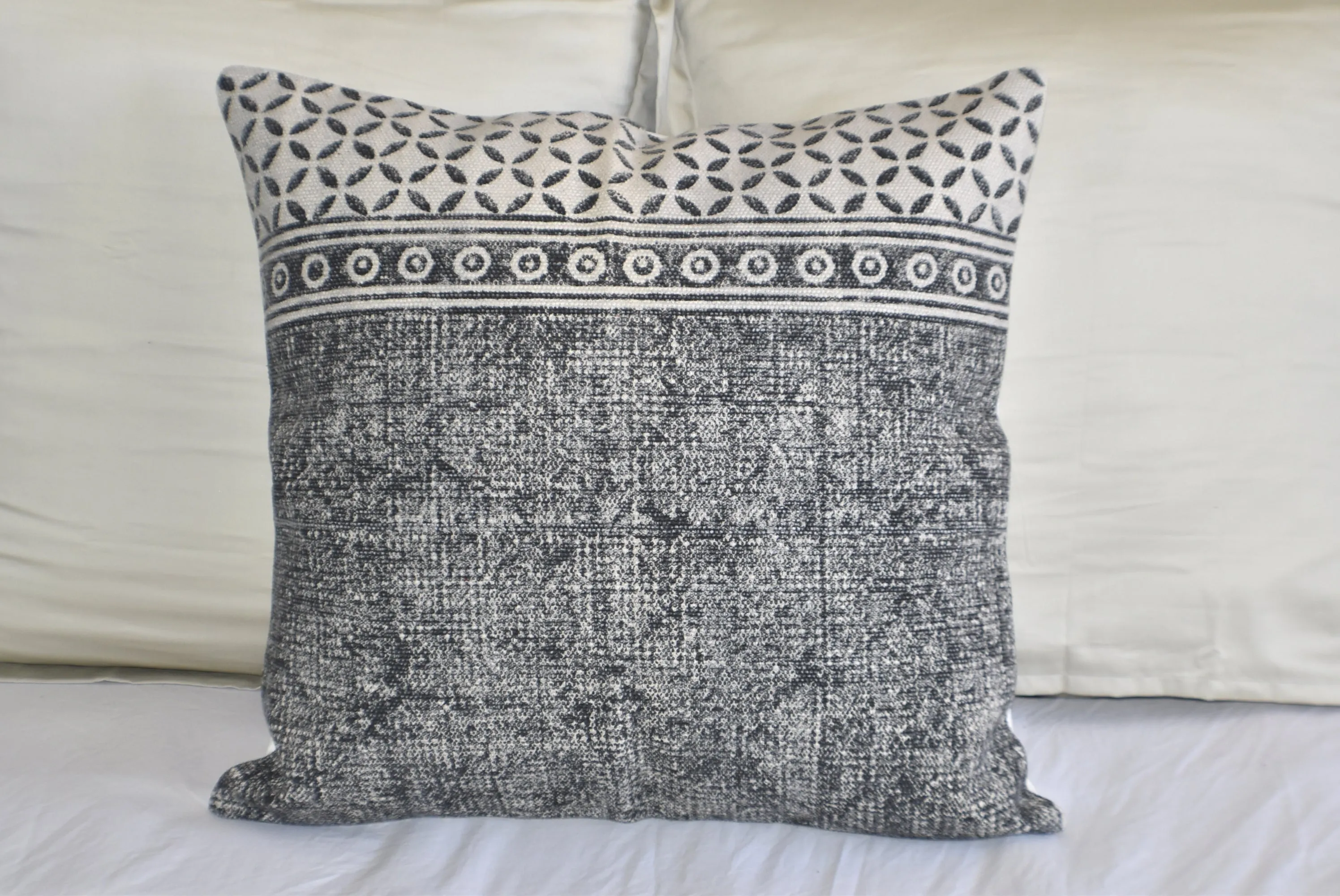 Hand Made Geometrical Block Print Cotton Dari Cushion Cover 65cm