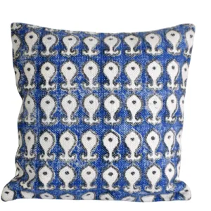 Indigo Block Print Cotton Dari Cushion Cover 45cm