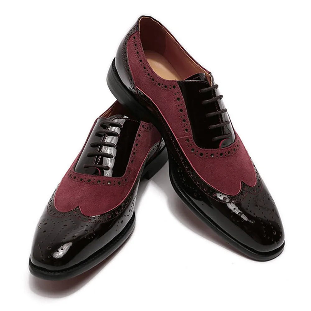 Jon Black Patent & Burgundy Suede Oxford