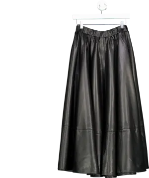Karen Millen Black Faux Leather Full Maxi Skirt UK 10