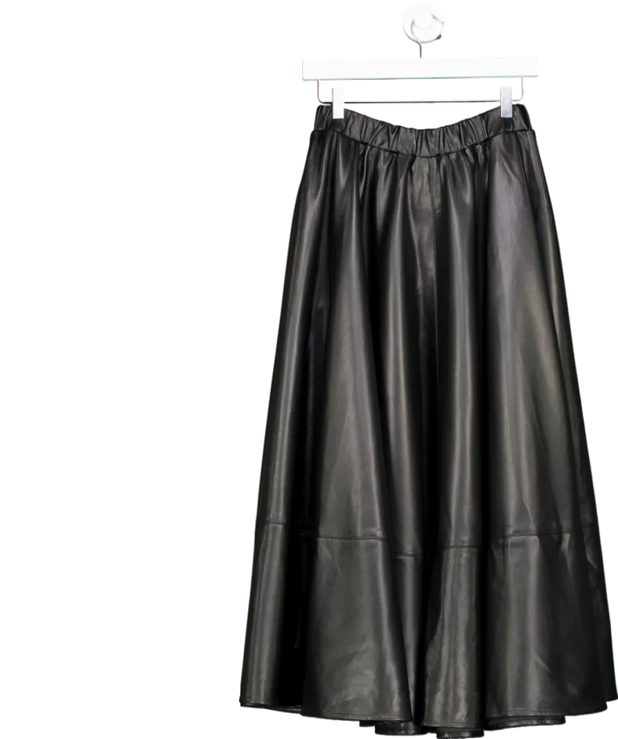Karen Millen Black Faux Leather Full Maxi Skirt UK 10