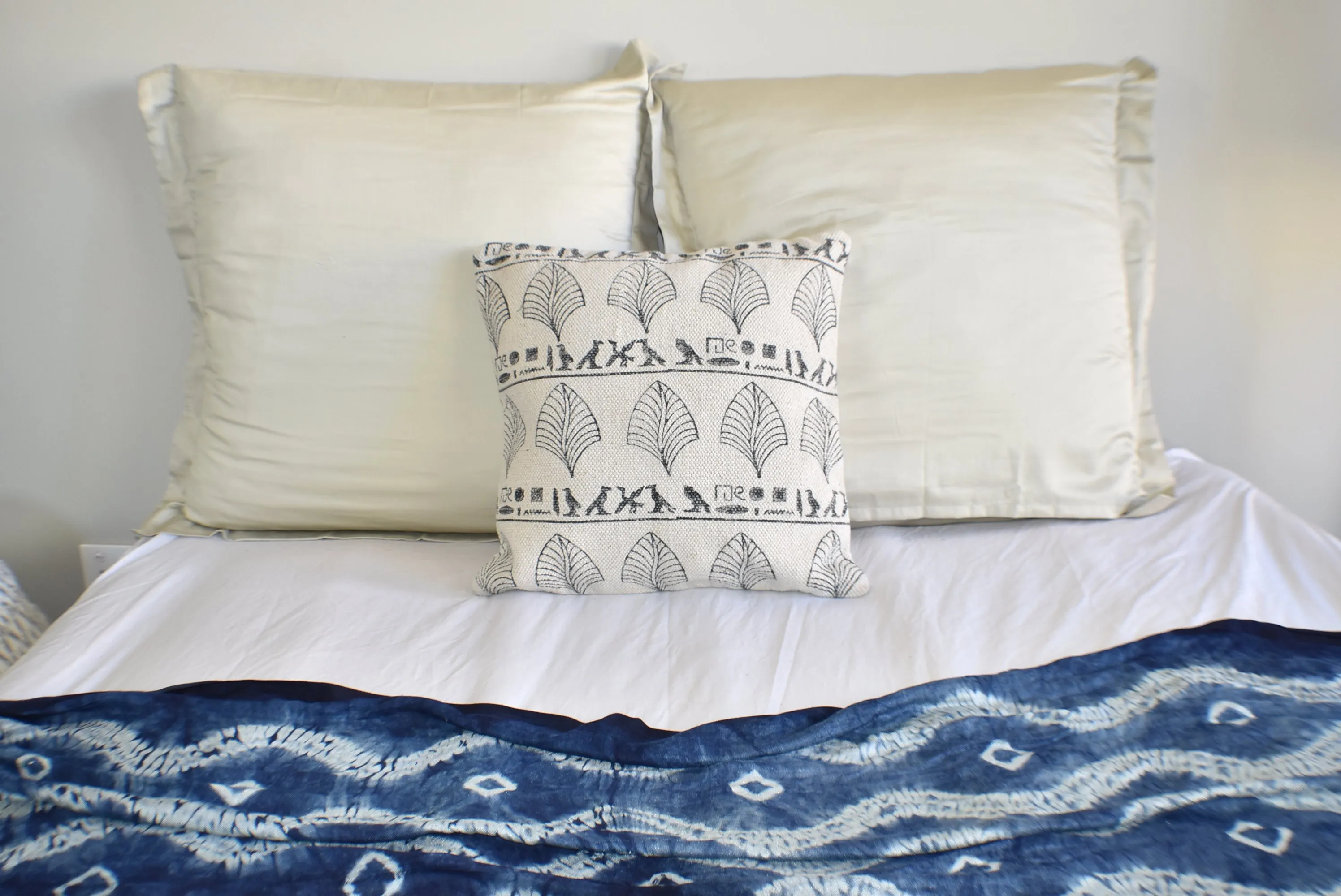 Leafy Block Print Cotton Dari Cushion Cover 45cm