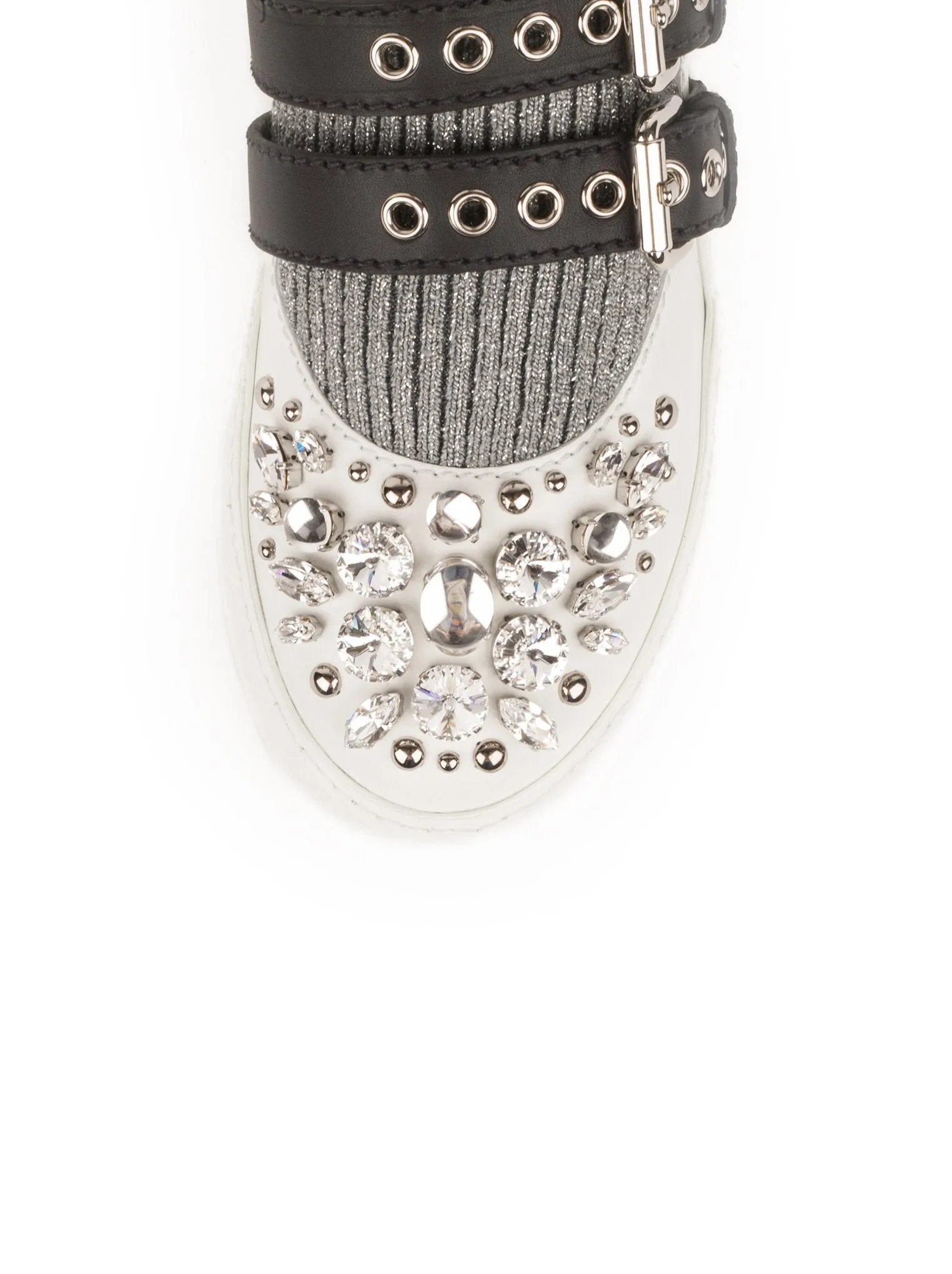 Lurex Knit Hi-top Sneakers - Silver / Black