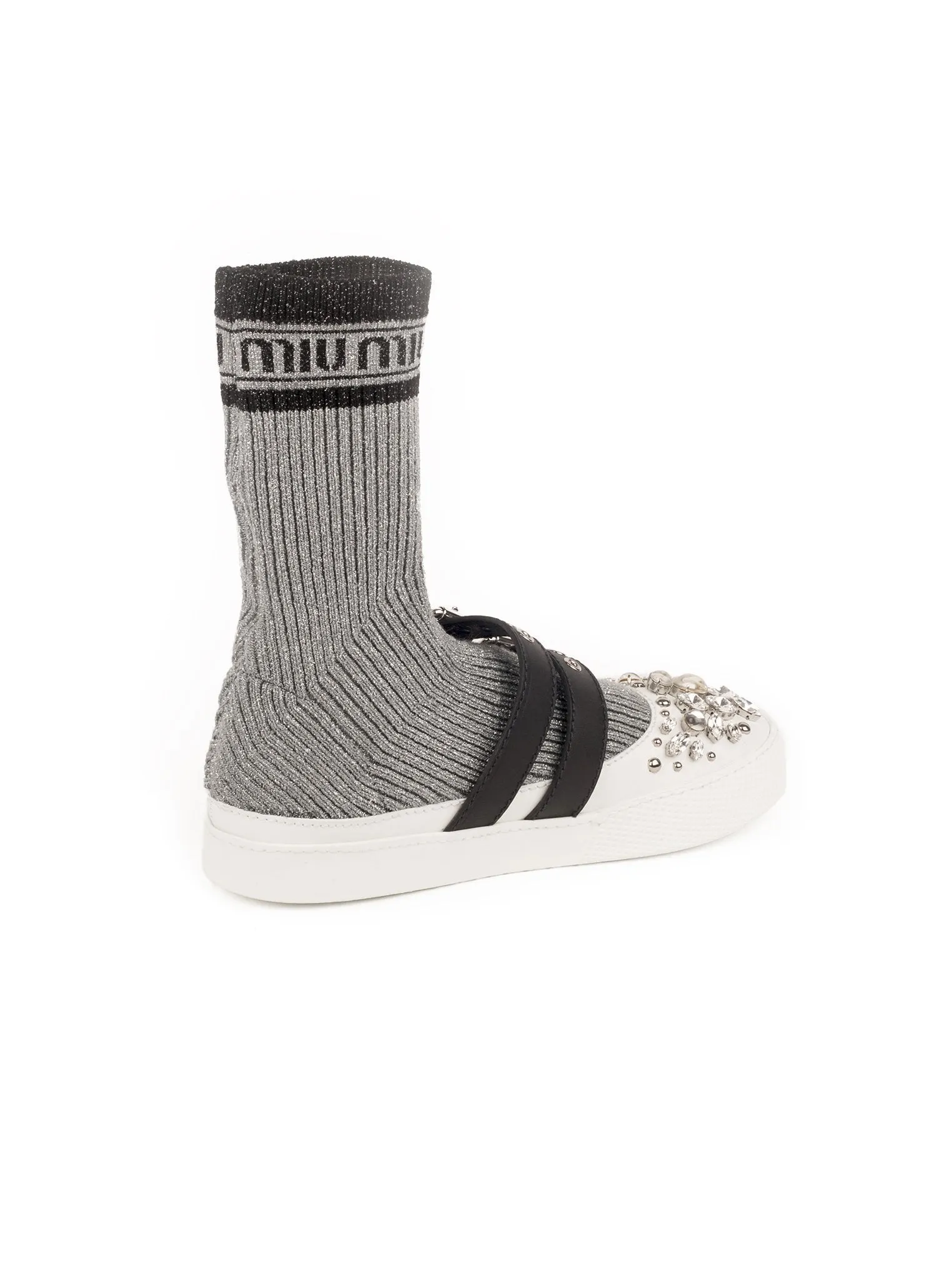 Lurex Knit Hi-top Sneakers - Silver / Black
