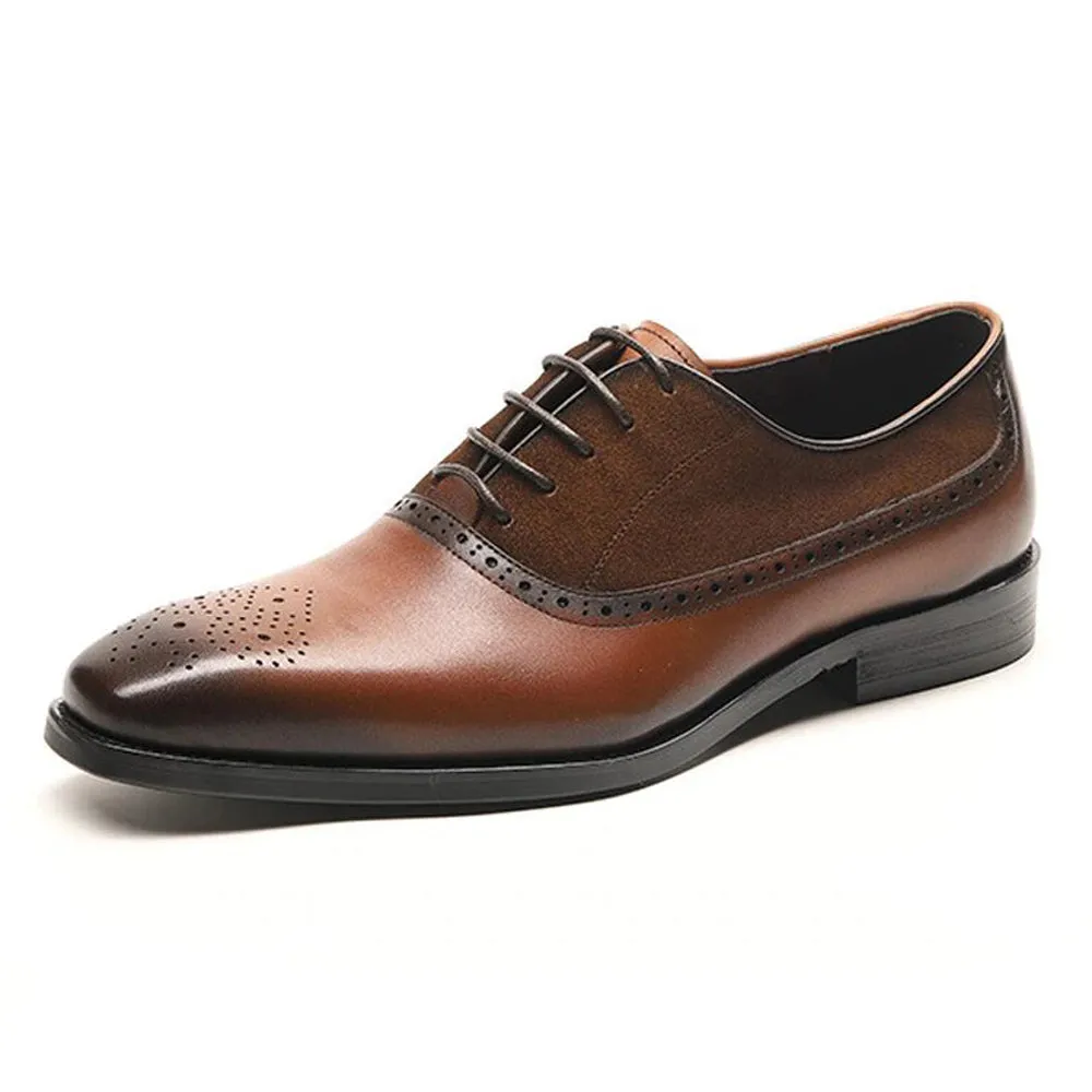 Matt Tan Leather Suede Oxford