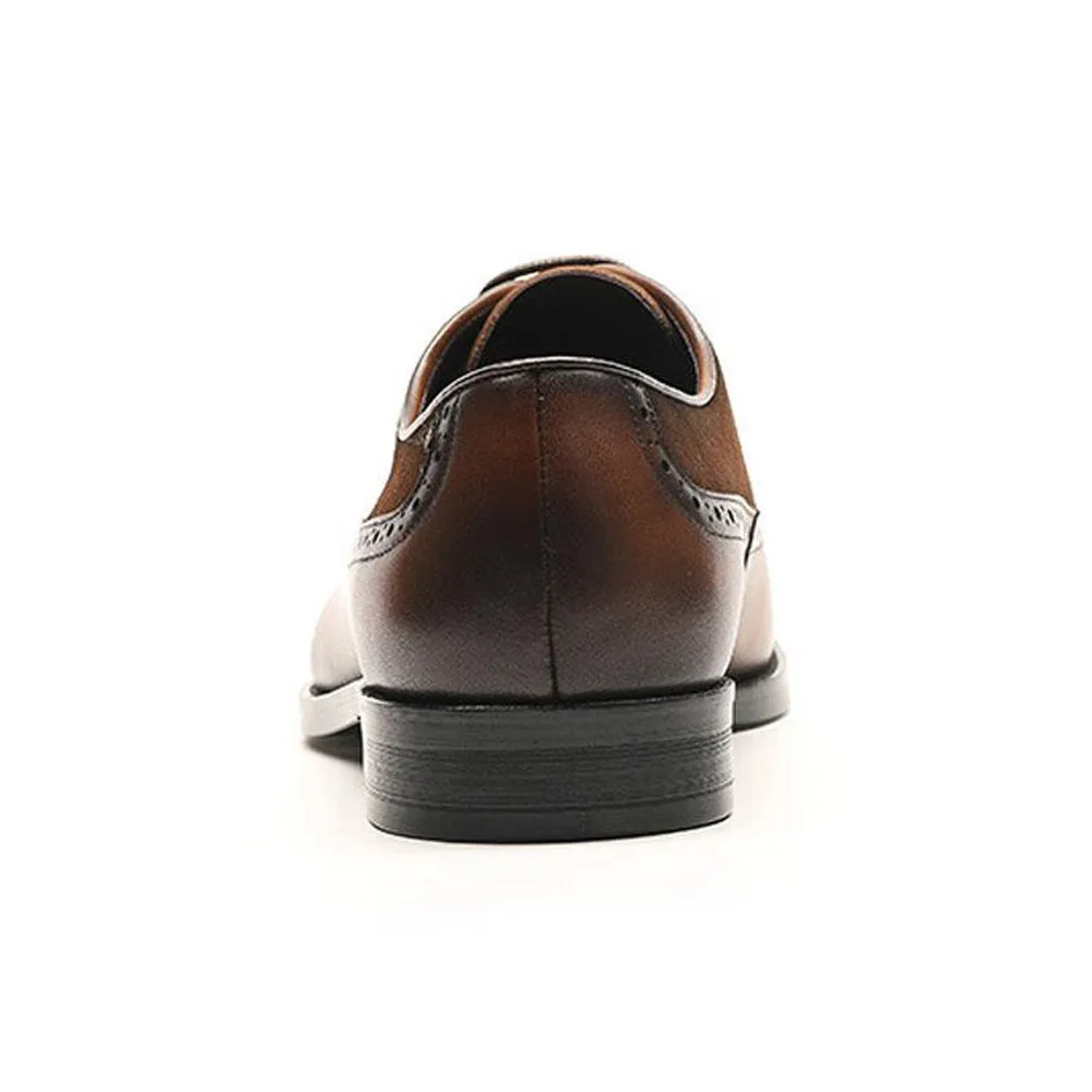 Matt Tan Leather Suede Oxford