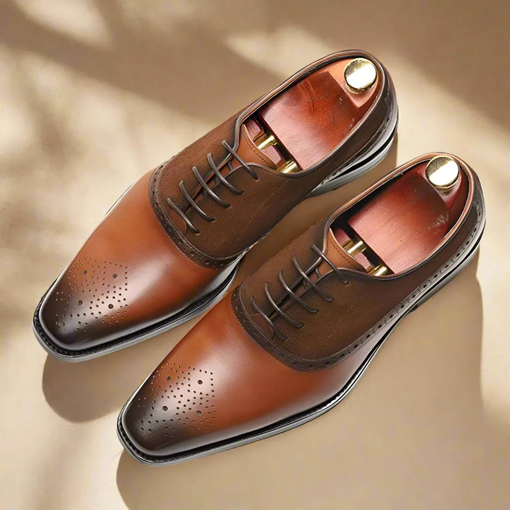 Matt Tan Leather Suede Oxford