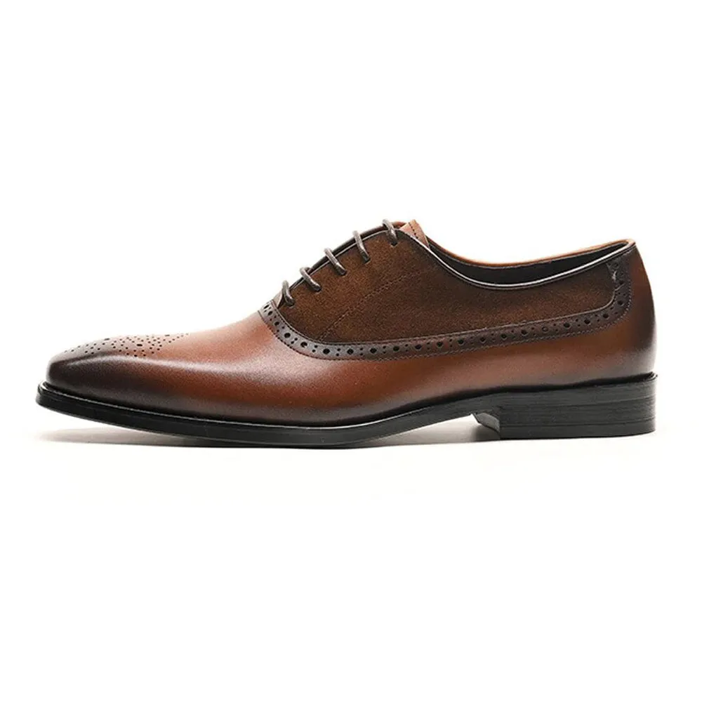 Matt Tan Leather Suede Oxford