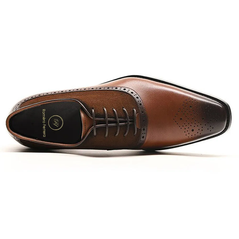 Matt Tan Leather Suede Oxford