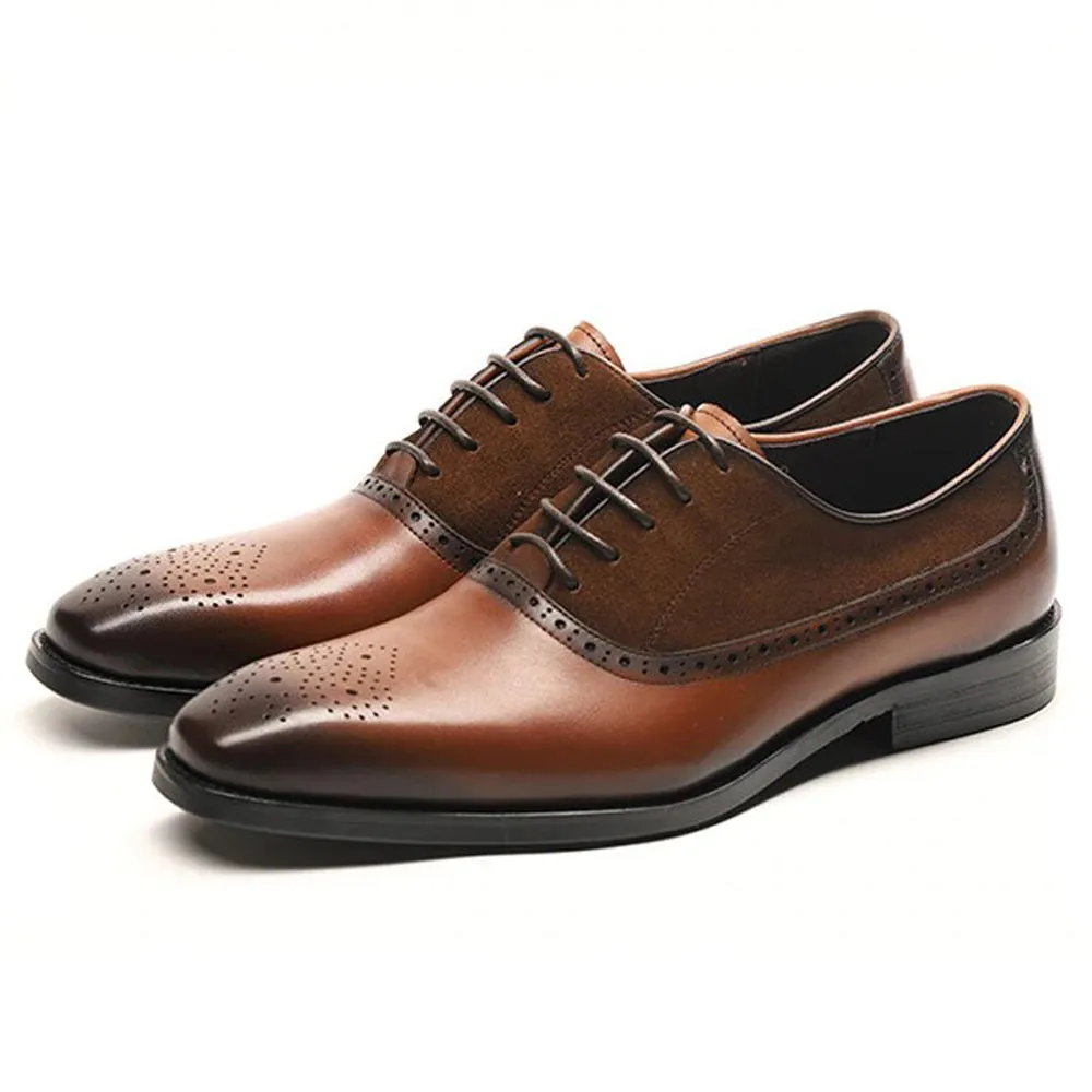 Matt Tan Leather Suede Oxford