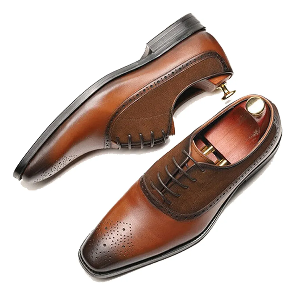 Matt Tan Leather Suede Oxford