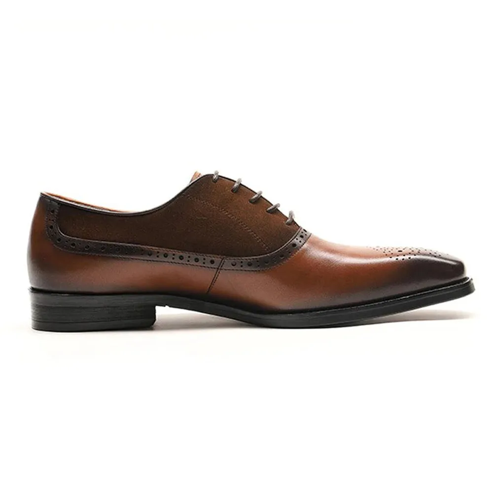 Matt Tan Leather Suede Oxford