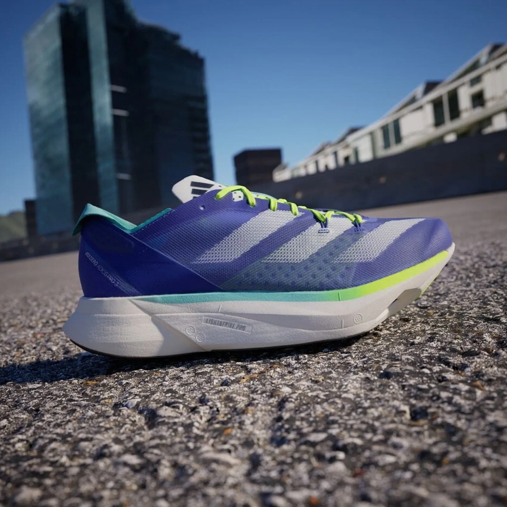 Mens Adidas Adizero Adios Pro 3 - Cobalt Blue / Zero Metallic / Lucid Lemon