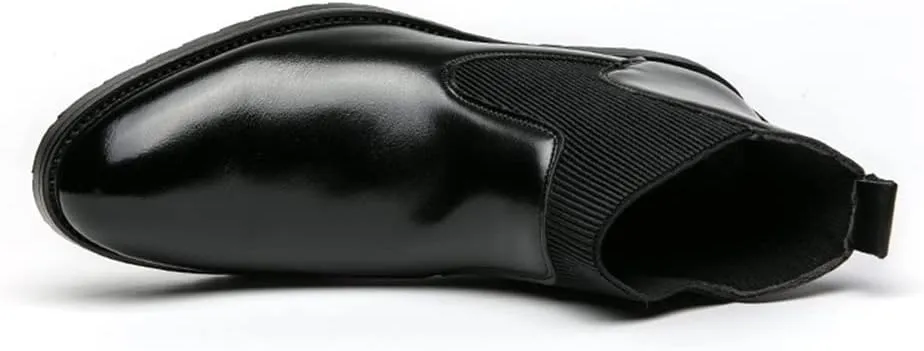 Mens Chelsea Boot Round Round Toe Simple PU Leather Waterproof Anti-slip Non Slip Dress Work Pull On