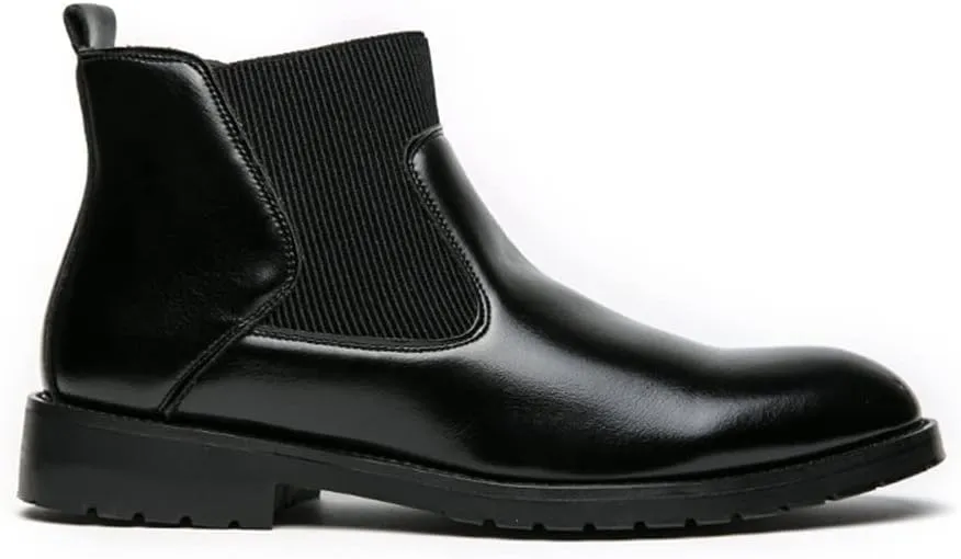 Mens Chelsea Boot Round Round Toe Simple PU Leather Waterproof Anti-slip Non Slip Dress Work Pull On
