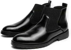 Mens Chelsea Boot Round Round Toe Simple PU Leather Waterproof Anti-slip Non Slip Dress Work Pull On