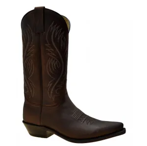 Men's Cowboy Boots Sendra 2605 Brown Leather Cuban Heel