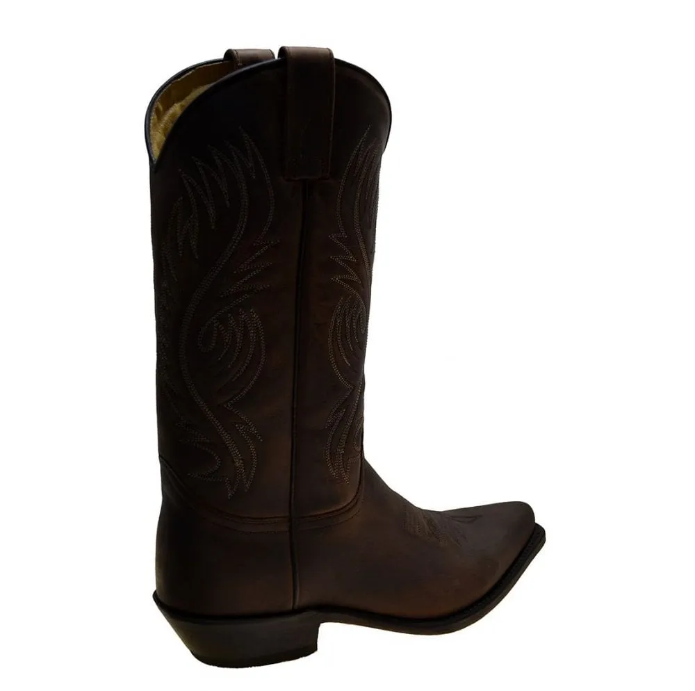 Men's Cowboy Boots Sendra 2605 Brown Leather Cuban Heel