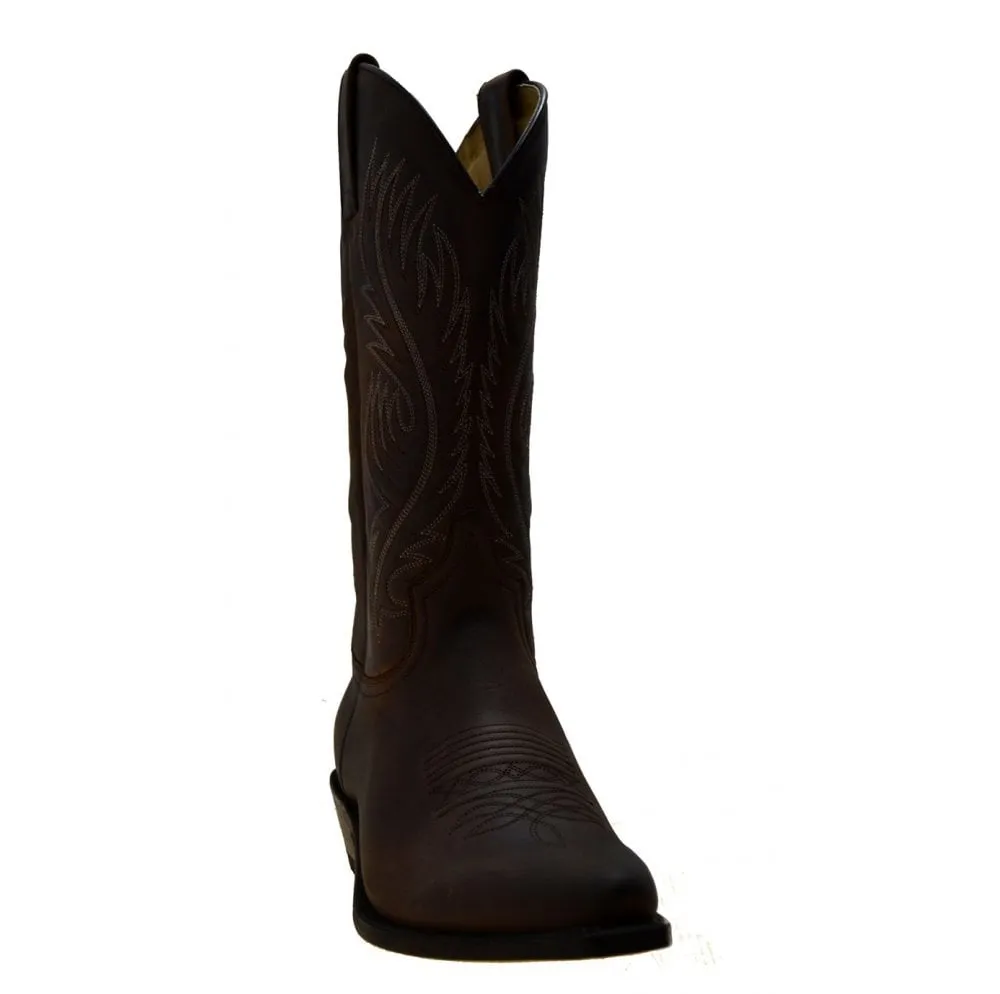 Men's Cowboy Boots Sendra 2605 Brown Leather Cuban Heel