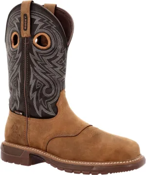 ROCKY Original Ride FLX Waterproof Composite Toe Western Boot, Brown, Size 13(W)