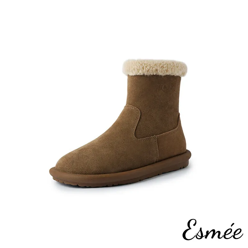Suede Ankle Boots with Sheep Hair Inner Lining