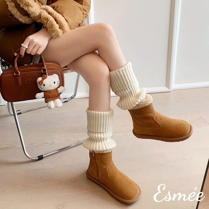 Suede Ankle Boots with Sheep Hair Inner Lining