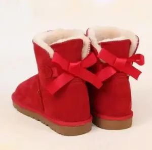 Suede Bow Low Snow Boots for Women