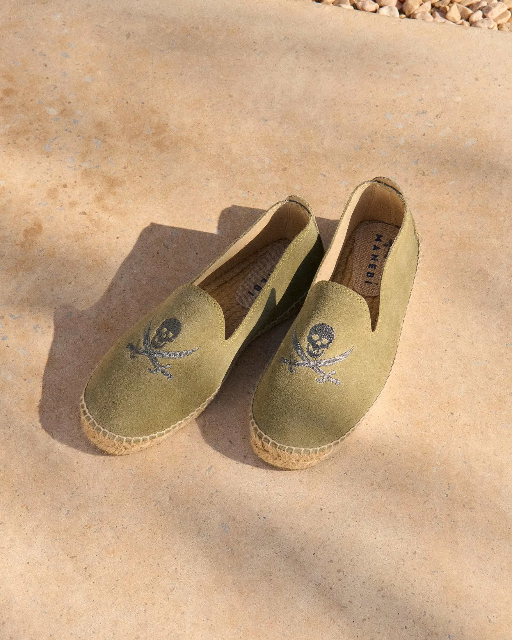 Suede Embroidered Espadrilles - U26C0 - Palm Springs Military Green and Carbon Skull